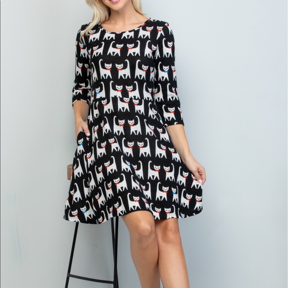 Cat Print Dress - Picture 3 of 7
